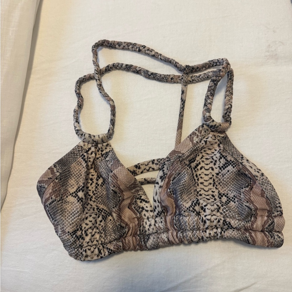 Montce Black and Brown Reptile Print Bikini Top
